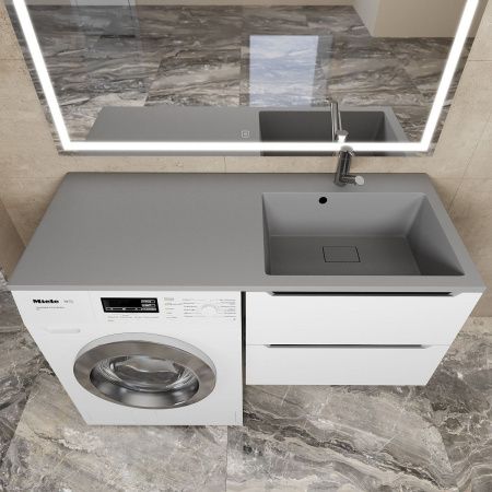 Раковина из искусственного камня Uperwood Cosmos Quartz RCosmos120RS 120х50 над стиральной машиной цвет серый