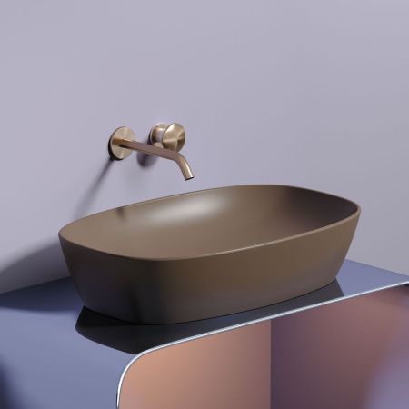 Раковина из сантехнического фарфора Ceramica Nova ELEMENT CN6049MDB 60х40 накладная цвет коричневый без отверстий под смеситель