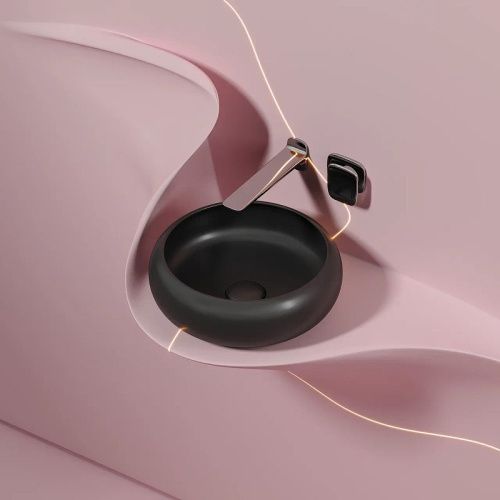 Раковина из сантехнического фарфора Ceramica Nova ELEMENT CN6050MB 40х40 накладная цвет черный без отверстий под смеситель - фото 4