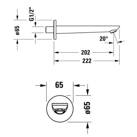 Излив Duravit Wave WA5240010046 настенный черный