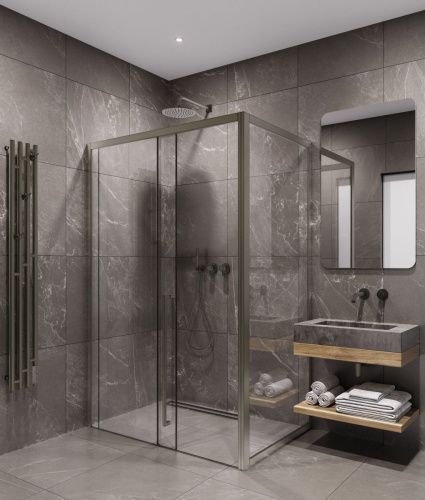 Душевой уголок Timo T51R+T61 150х100 стекло прозрачное профиль никель без поддона - фото 2