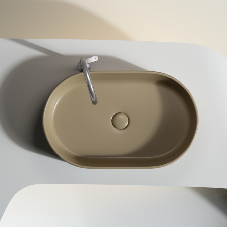 Раковина из сантехнического фарфора Ceramica Nova ELEMENT CN6048MC 61х39 накладная цвет капучино матовый без отверстий под смеситель