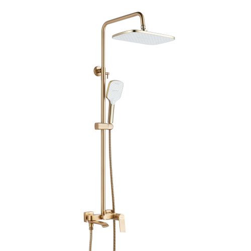 Душевая стойка Shevanik S4136G настенная цвет золотой сатин - фото 2