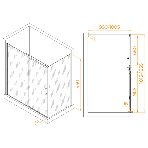 Душевой уголок RGW Tornado 02074480-11 180х100 стекло прозрачное профиль хром глянцевый без поддона - фото 2