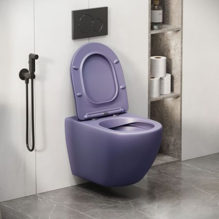 Унитаз подвесной Grossman Color GR-4411LIMS фиолетовый с сиденьем безободковый каскадный смыв