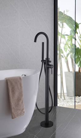 Смеситель ABBER Wasser Kreis AF8115B напольный черный матовый