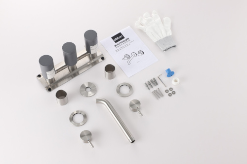 Смеситель Abber Wasser Kreis 316 AF81123BST-L встраиваемый в стену сталь брашированная - фото 2