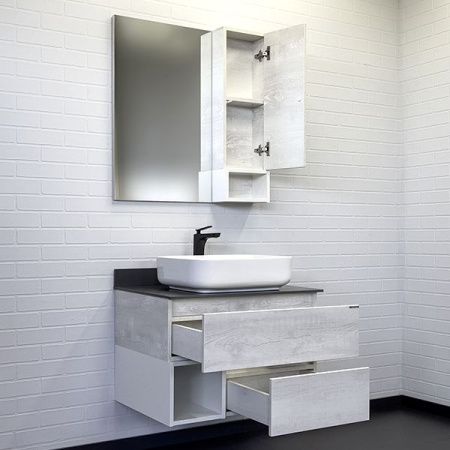 Тумба с раковиной Comforty Прага 00-00014832CF 80х50 подвесная цвет серый