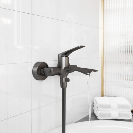 Смеситель для ванны Tokito MITSUISHI TOK-MIT-1014GM настенный вороненая сталь