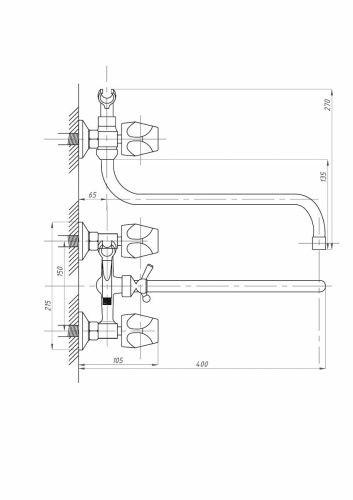 Смеситель для ванны и душа FAUZT FZs-317-76 настенный хром - фото 4