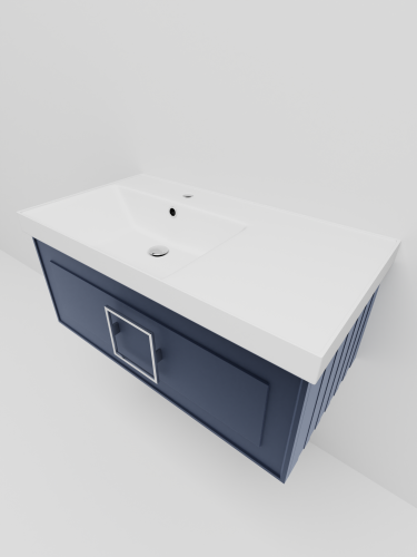 Тумба с раковиной La Fenice CUBO NFNC-01-CUB-BG-90-1-90L 91х36х49 подвесная цвет синий - фото 3