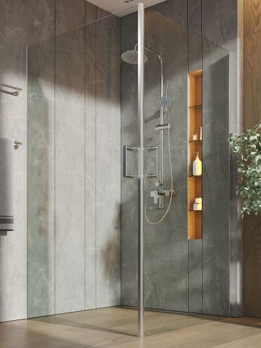 Душевой уголок Orange E04-100TCR 100х100 стекло прозрачное профиль хром без поддона - фото 3