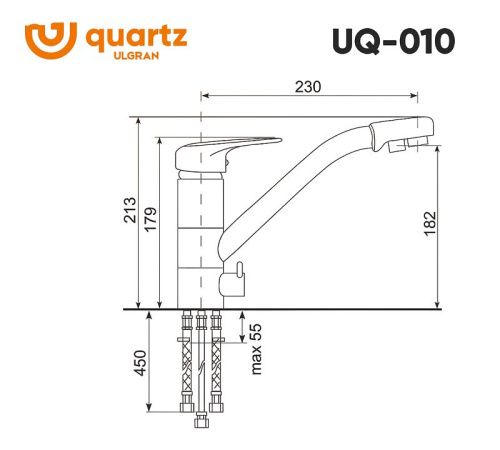 Смеситель для кухни Ulgran Quartz UQ-010-02 на мойку бежевый - фото 4