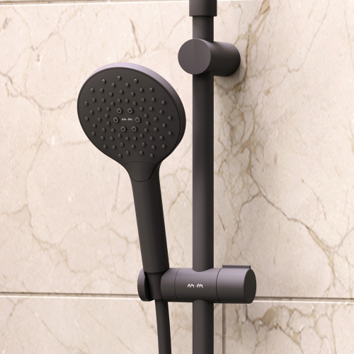 Комплект душевого уголка с душевой системой и аксессуарами Am.Pm Gem S WK93ER стекло прозрачное профиль черный матовый без поддона - фото 5