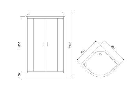 Душевая кабина Royal Bath НК RB90HK5-WC 90х90 четверть круга с крышей ориентация универсальная