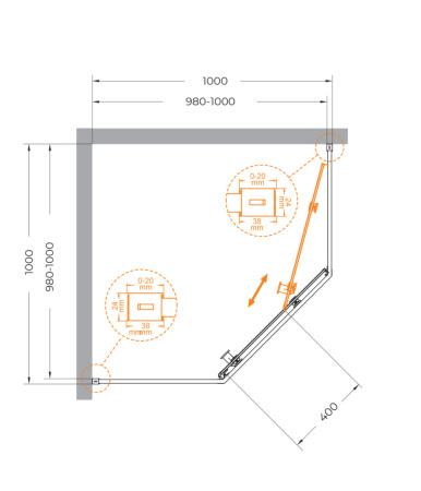 Душевой уголок Cezares RELAX 304 RELAX-304-P-1-100-C-BORO 100х100 стекло прозрачное профиль золото брашированное без поддона
