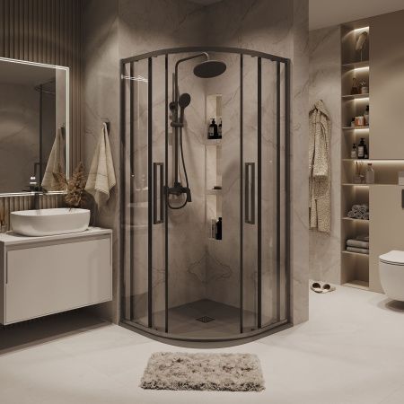 Душевой уголок Grossman Cosmo 301.K33.02.9090.42.00 90х90 стекло прозрачное профиль графит без поддона