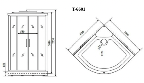 Душевая кабина Timo Standart T-6601SF 100х100 четверть круга с крышей - фото 2