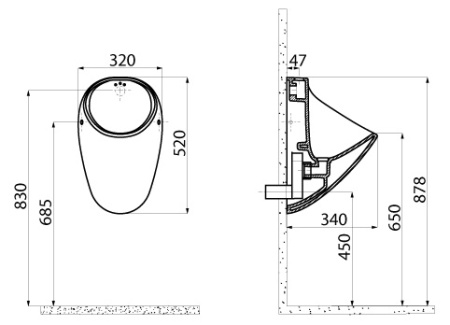 Писсуар Creavit TP635-11CB00E-0000 подвесной белый