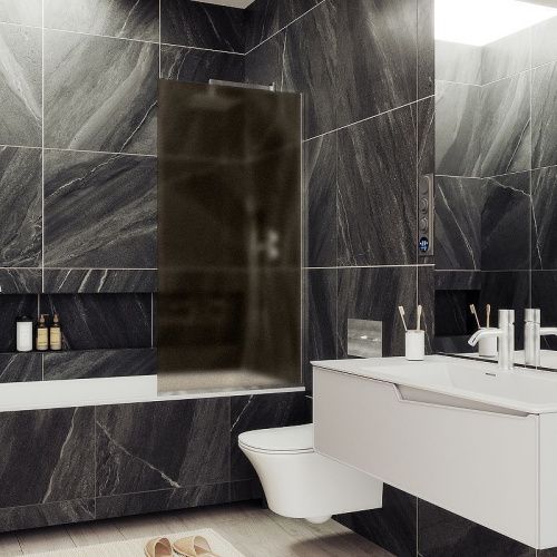 Душевая шторка на ванну Maybah Glass MGV-77-5у 90х140 стекло тонированное профиль хром ориентация универсальная