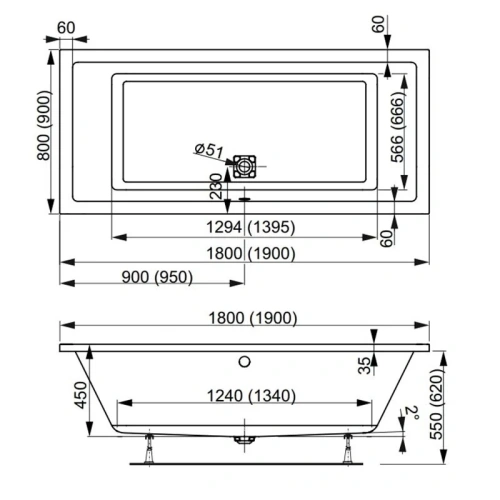 Ванна акриловая Vagnerplast Cavallo VPBA180CAV2X-04 180x80 пристенная прямоугольная - фото 2