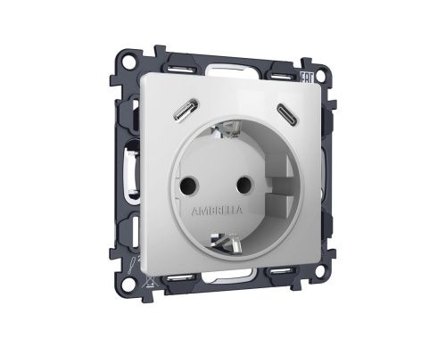 Комплект механизма электрической розетки 2USB С+C 20W с/з на винтовых зажимах 16A-250V Ambrella Volt MA MA410510 - фото 3