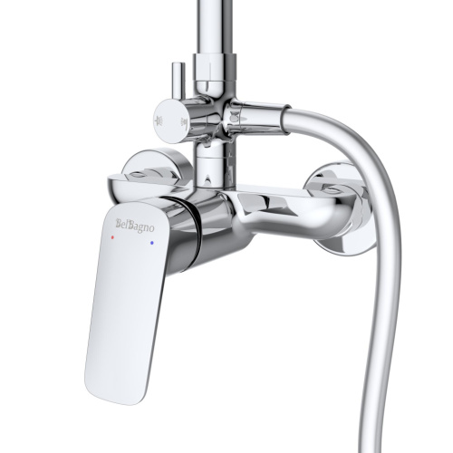 Комплект: стойка со смесителем BelBagno DUE DUE-DOCM/LVM-CRM настенный хром - фото 5