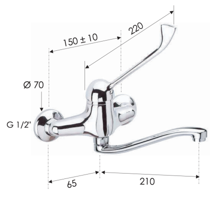 Смеситель для раковины Remer K45S настенный хром