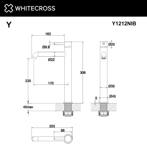 Смеситель для раковины Whitecross Y brushed nickel Y1212NIB на столешницу никель брашированный без термостата - фото 3