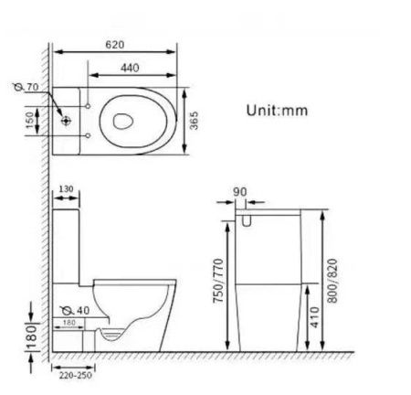 Унитаз напольный с бачком SantiLine SL-5014SM-BD цвет белый с сиденьем микролифт безободковый смыв воронка-водоворот