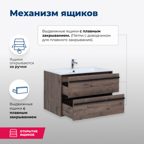 Тумба под раковину Aquanet Lino 00253913 89х49,5х53 подвесная - фото 3