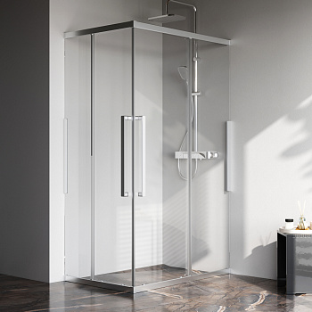 Душевой уголок Am.Pm Func W84G-403-12080-MТ 118х78 стекло прозрачное профиль хром матовый без поддона