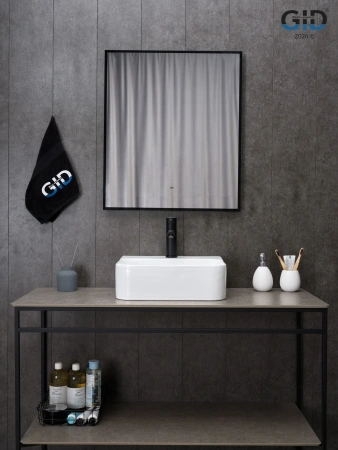 Раковина керамическая Gid Geométrico 51217 40х40 накладная цвет белый 1 отверстие под смеситель