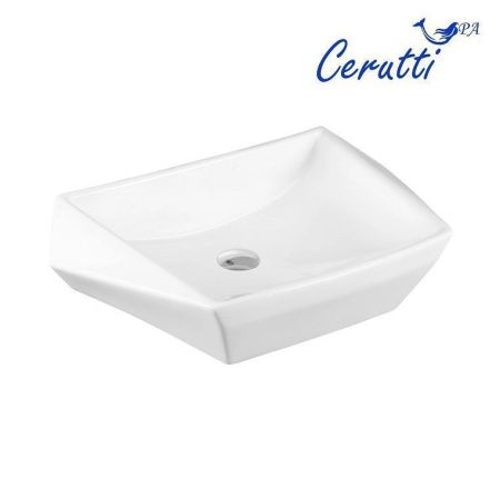 Раковина из сантехнического фарфора Cerutti SPA CR7065 60х40 накладная цвет белый без отверстий под смеситель