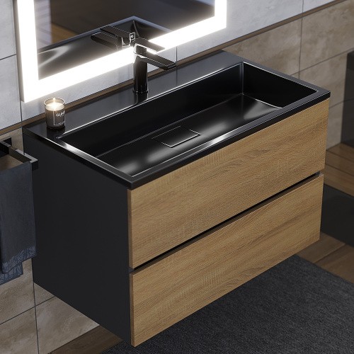 Раковина Uperwood Barsa 80 см 3939193463 полувстраиваемая цвет черный - фото 2