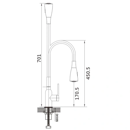 Смеситель для кухни Shevanik S843T-3 на мойку черный/оружейная сталь