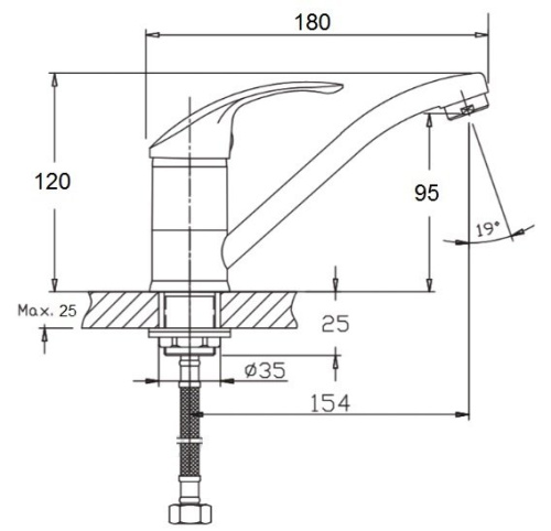 Смеситель для кухни D-Lin D151352-6 на мойку хром - фото 2