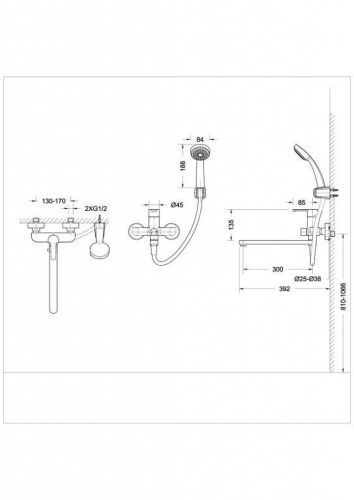 Смеситель для ванны с душем Bravat Stream F63783C-LB настенный хром - фото 2