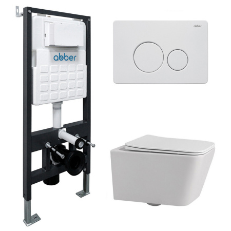 Комплект сантехническая инсталляция с клавишей смыва Abber Rechteck AC1201-AC0105-AC0121MW