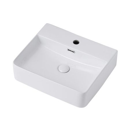 Раковина керамическая Abber RECHTECK AC2203 50х40 накладная цвет белый 1 отверстие под смеситель