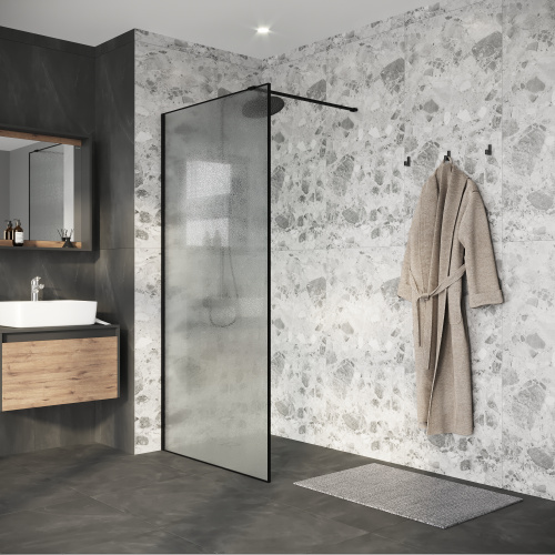 Душевая перегородка Niagara Nova NG-781-90BLACK 90х200 стекло матовое профиль черный матовый - фото 2