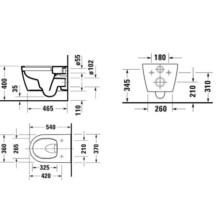 Чаша унитаза подвесная Duravit Soleil by Starck 45910920A1 цвет белый без сиденья безободковая смыв торнадо