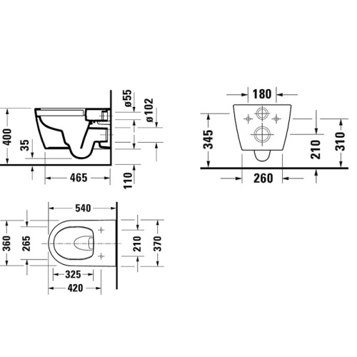 Чаша унитаза подвесная Duravit Soleil by Starck 45910920A1 цвет белый без сиденья безободковая смыв торнадо - фото 2