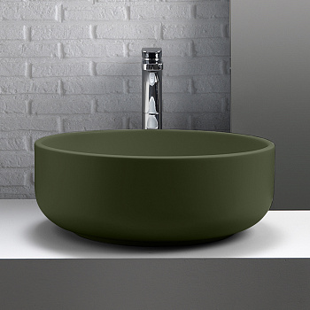 Раковина из сантехнического фарфора Kerasan Ciotola 430211 46х46 накладная цвет зеленый без отверстий под смеситель