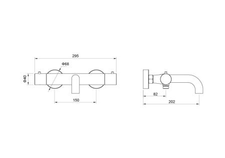 Смеситель для ванны Aquatek ЕВРОПА AQ1343MB настенный черный с термостатом