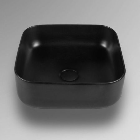 Раковина из сантехнического фарфора Bond Cube S57-388 40х40 накладная цвет черный без отверстий под смеситель