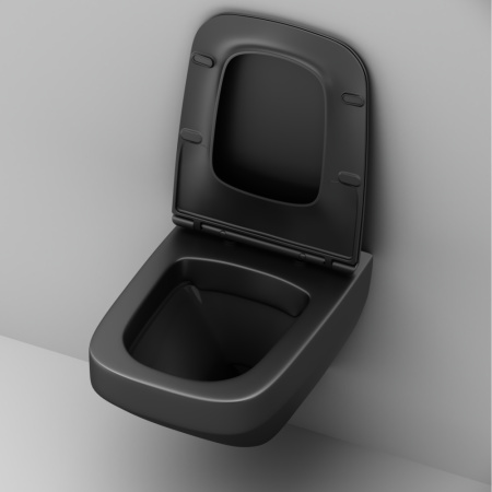 Унитаз подвесной Am.Pm Inspire V2.0 C50A1700MBSC черный матовый с сиденьем микролифт безободковый каскадный смыв