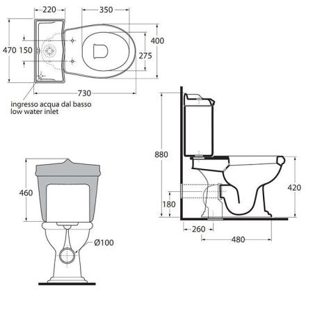 Чаша унитаза напольная Azzurra Jubilaeum JUVCMP000000BI/(JUB100/MBP bi) цвет белый без бачка без сиденья душевой смыв
