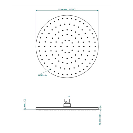 Верхний душ THG General items G00 G00-F31-280EP 30х30 золото
