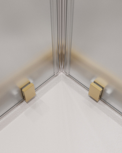 Душевой уголок Cezares MOLVENO MOLVENO-AH-21-90+20-P-BORO 110х90 стекло рифленое профиль золото брашированное без поддона - фото 4